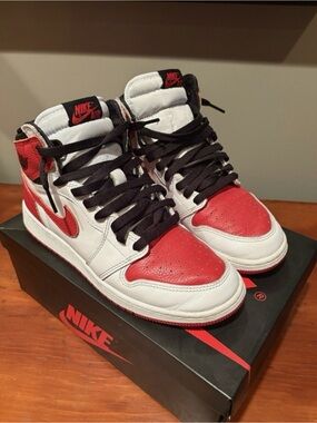 Nike High-Top Sneakers in White, Red & Black